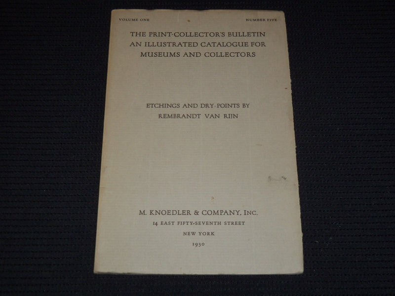 1930 ETCHINGS AND DRY POINTS CATALOGUE BY REMBRANDT VAN RIJN - J 8049