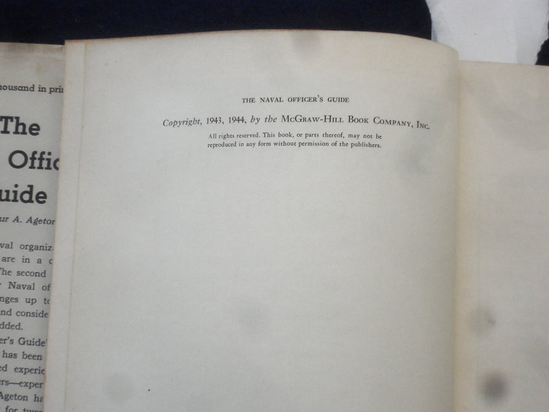 1944 THE NAVAL OFFICER'S GUIDE HARDCOVER BOOK BY ARTHUR A. AGETON - KD 8265