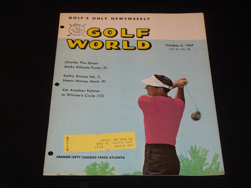 1967 OCTOBER 6 GOLF WORLD MAGAZINE - BOB CHARLES FRONT COVER - E 7246