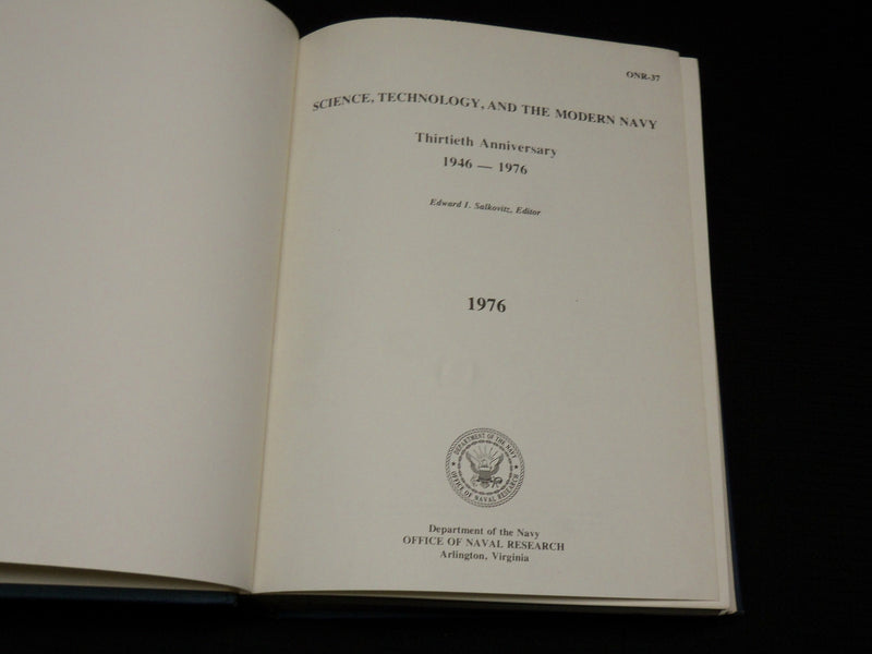 1976 SCIENCE TECHNOLOGY AND THE MODERN NAVY HARDCOVER BOOK - KD 7445