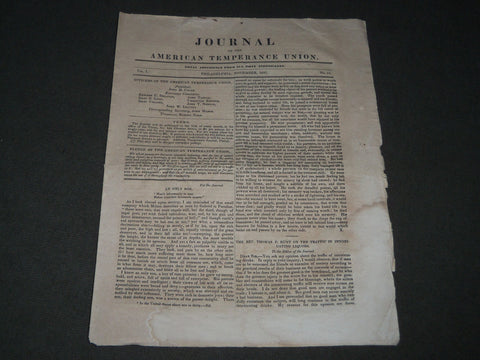 1837 NOVEMBER JOURNAL OF THE AMERICAN TEMPERANCE UNION VOLUME 1 NO. 11 - J 2795