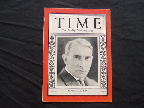 1928 JANUARY 9 TIME MAGAZINE - THOMAS CAMPBELL - T 145