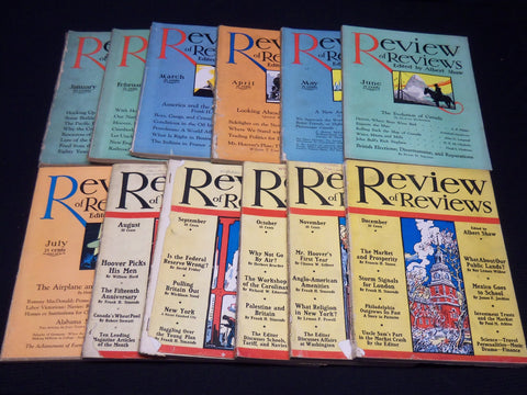 1929 JAN-DEC REVIEW OF REVIEWS MAGAZINES LOT OF 12 - COMPLETE YEAR - O 1125