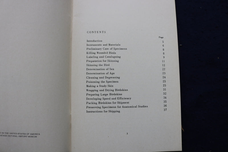 1949 PRESERVING BIRDS FOR STUDY SOFTCOVER BOOK BY EMMET R. BLAKE - K 1379
