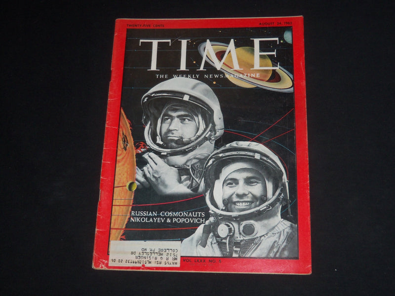 1962 AUGUST 24 TIME MAGAZINE - RUSSIAN COSMONAUTS NIKOLAYEV & POPOVICH - T 1862