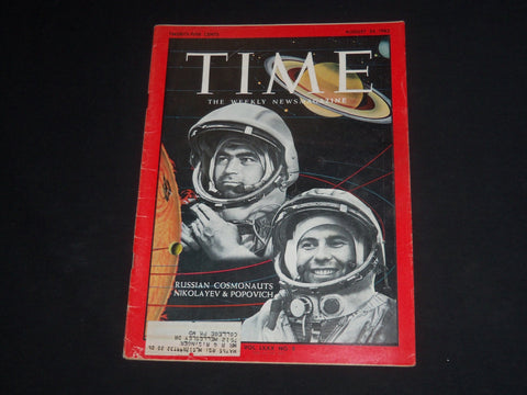 1962 AUGUST 24 TIME MAGAZINE - RUSSIAN COSMONAUTS NIKOLAYEV & POPOVICH - T 1862