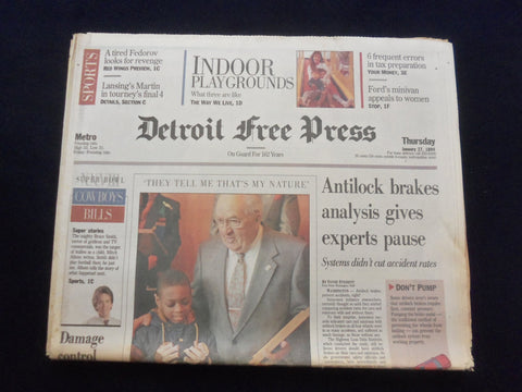 1994 JAN 27 DETROIT FREE PRESS NEWSPAPER -ANTILOCK BRAKES, ACCIDENT RATE-NP 7224
