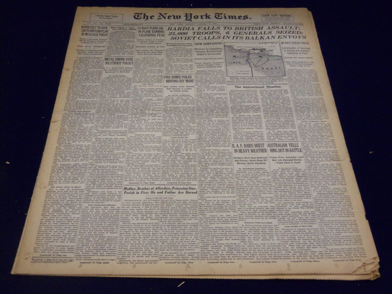 1941 JAN 6 NEW YORK TIMES - BARIDA FALLS TO BRITISH ASSAULT - NT 1321