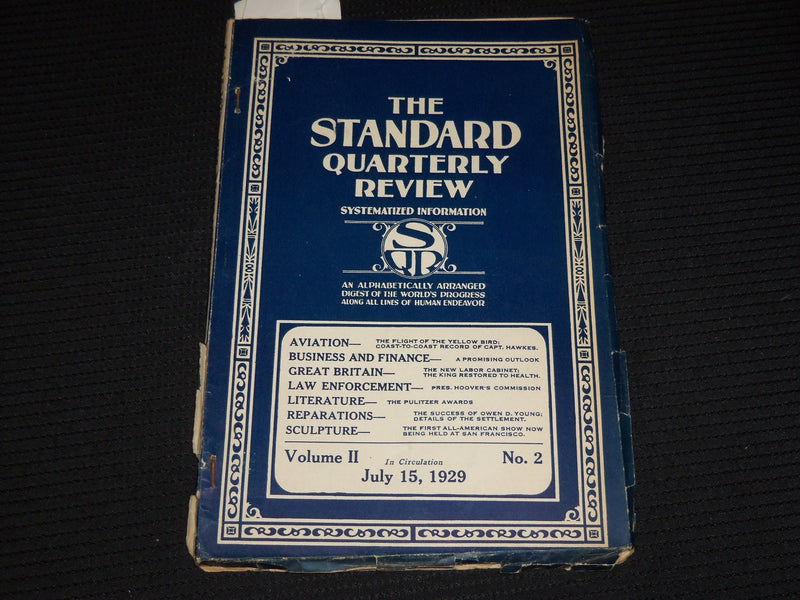 1929 JULY 15 THE STANDARD QUARTERLY REVIEW MAGAZINE - VOLUME 2 NO. 2 - SP 4862Q