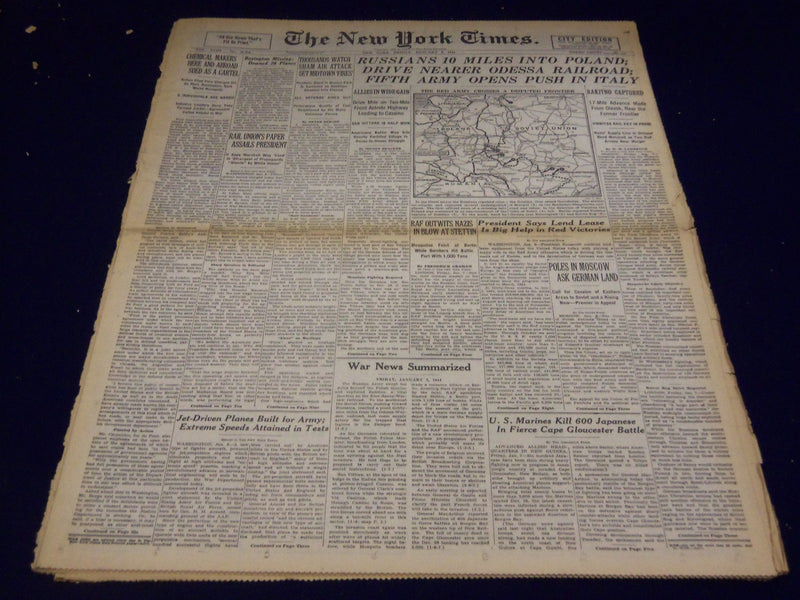 1944 JANUARY 7 NEW YORK TIMES - RUSSIANS 10 MILES INTO POLAND - NT 2588