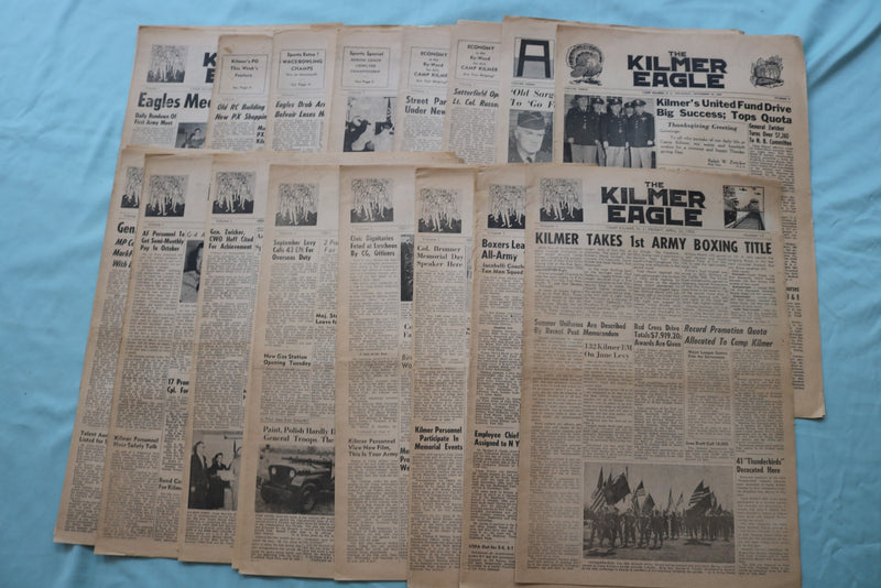 1953-1954 THE KILMER EAGLE NEWSPAPER - CAMP KILMER, NJ - LOT OF 16 - NP 9059