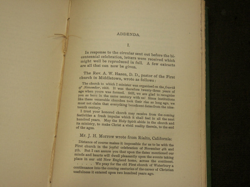 1892 CHURCHES OF MATTATUCK A BI-CENTENNIAL CELEBRATION BOOK - KD 6093