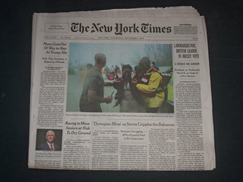 2019 SEPTEMBER 4 NEW YORK TIMES - PENCE GOES OUT OF WAY TO STAY AT TRUMP SITE