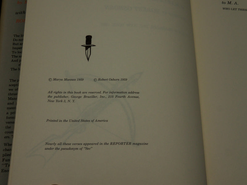 1959 SUBVERSE BOOK BY MARYA MANNES - DRAWINGS BY ROBERT OSBORN - KD 5890