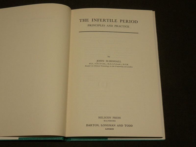 1963 THE INFERTILE PERIOD HARDCOVER BOOK BY JOHN MARSHALL - KD 6279