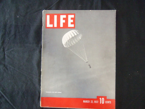 1937 MARCH 22 LIFE MAGAZINE - PARACHUTE TEST WITH DUMMY - L 18