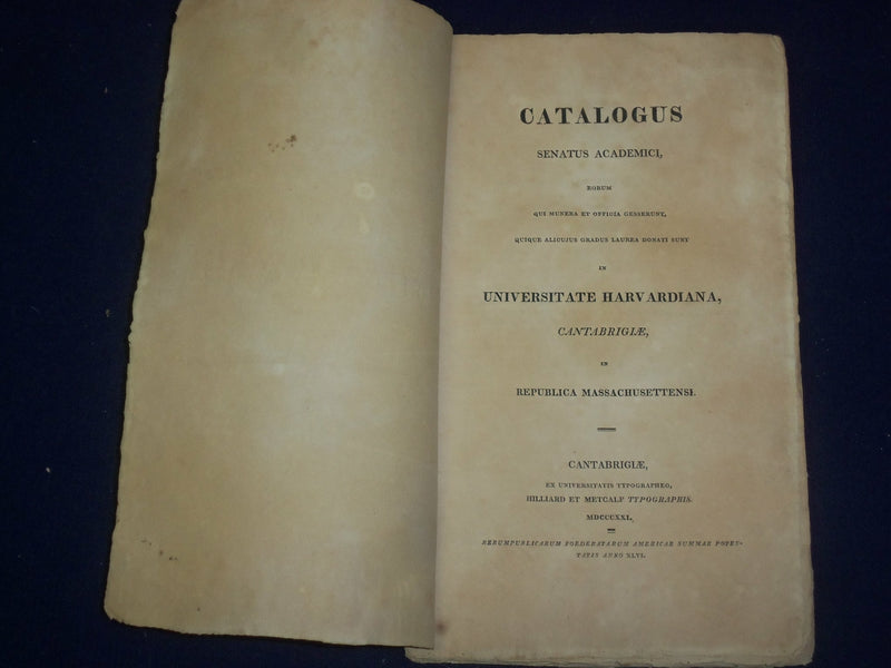1821 CATALOGUS UNIVERSITATIS HARVARDINAE - J 4720
