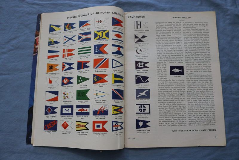 1957 JULY 1 SPORTS ILLUSTRATED MAGAZINE - YACHTING FLAGS COVER - ST 5505M