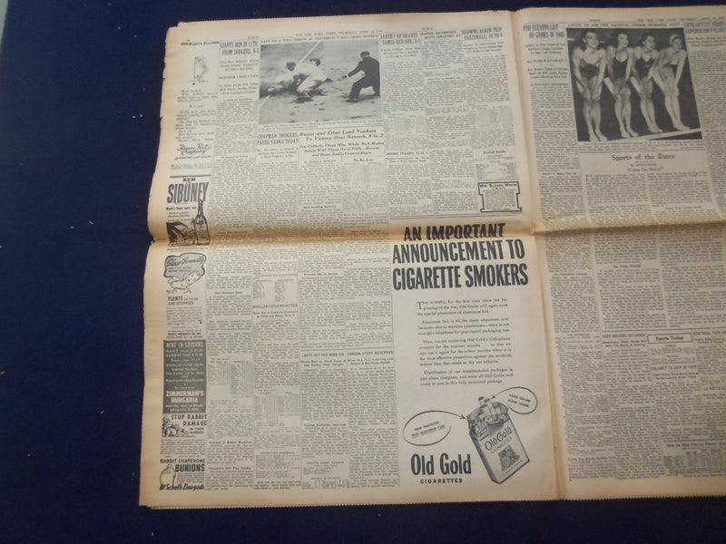 1945 APRIL 12 NEW YORK TIMES - U.S. NINTH AT ELBE 63 MILES FROM BERLIN - NP 6693