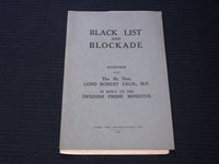 1916 BLACK LIST AND BLOCKADE SOFTCOVER BOOK BY LORD ROBERT CECIL - J 7160
