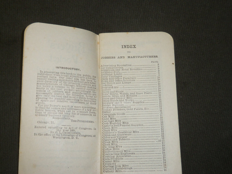 1893 THE BUYERS' POCKET DIRECTORY COLUMBIAN EXPOSITION - J 3637