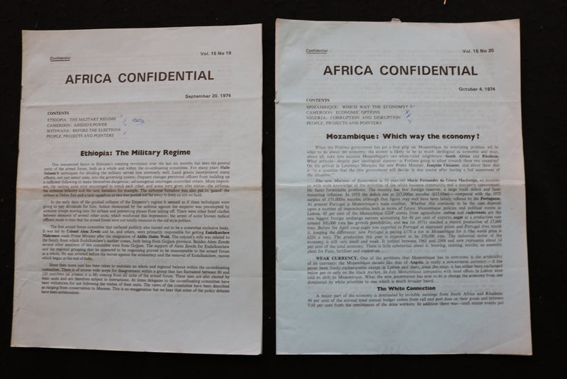 1974 AFRICA CONFIDENTIAL NEWSLETTER - LOT OF 20 - K 2410