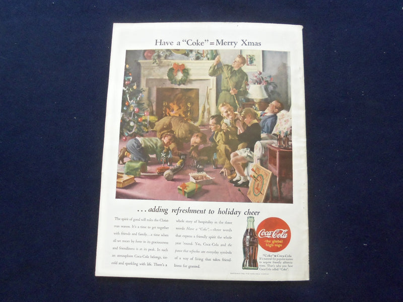 1944 NOVEMBER BETTER HOMES & GARDENS MAGAZINE -COCA-COLA AD BACK COVER- SP 6118C