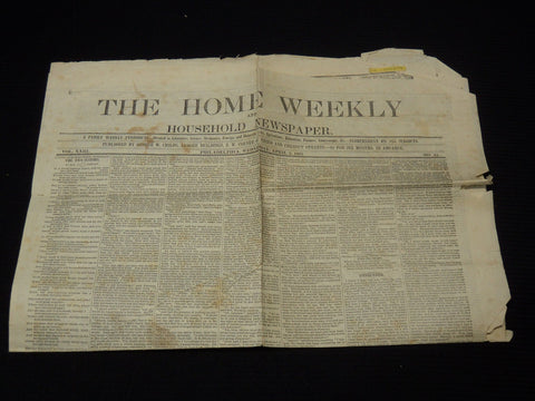 1865 APRIL 5 THE HOME WEEKLY NEWSPAPER - BULLETIN FROM LINCOLN - NP 8991