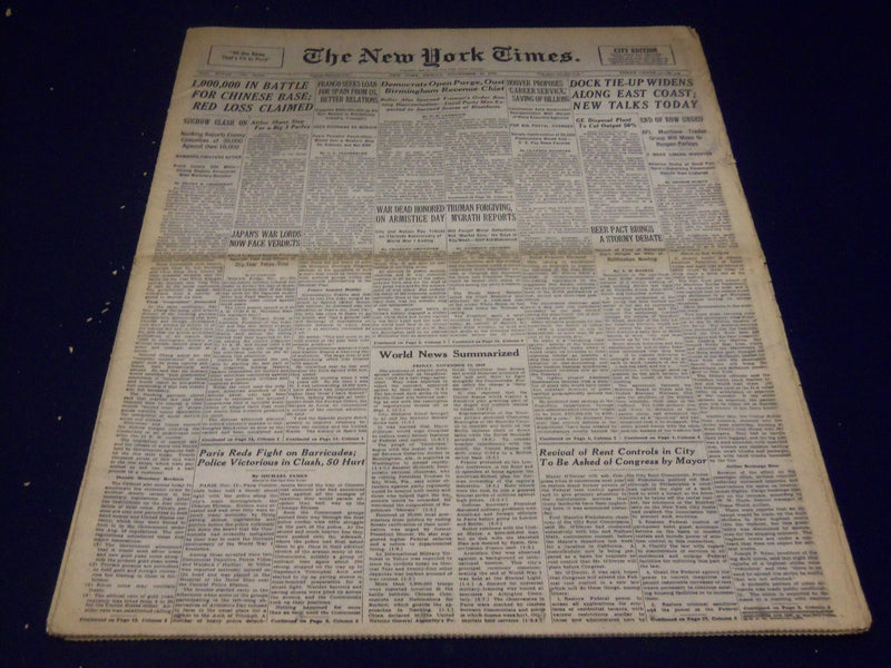 1948 NOVEMBER 12 NEW YORK TIMES - DOCK TIE-UP WIDENS - NT 3526