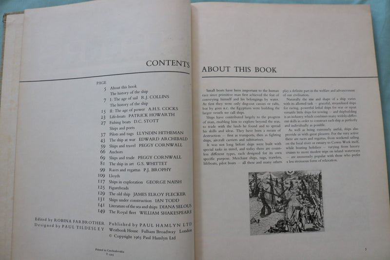 1963 SHIPS HARDCOVER BOOK BY PAUL HAMLYN- KD 9655