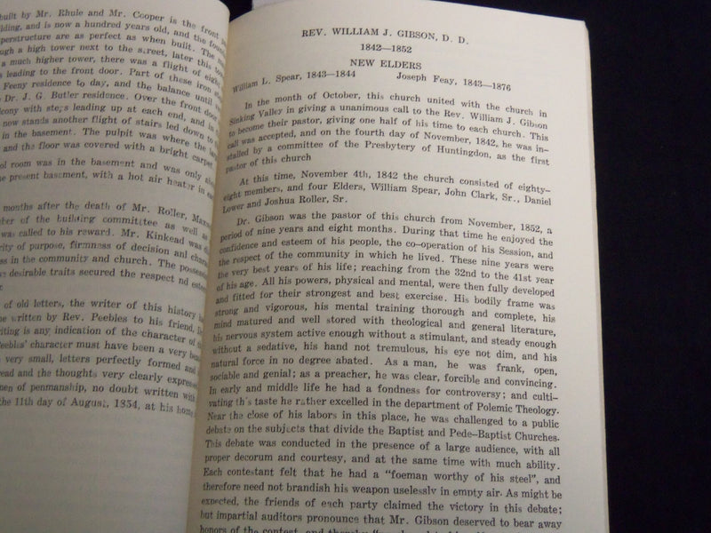 1941 HISTORY OF THE FIRST PRESBYTERIAN CHURCH -WILLIAMSBURG PENNSYLVANIA- J 8973