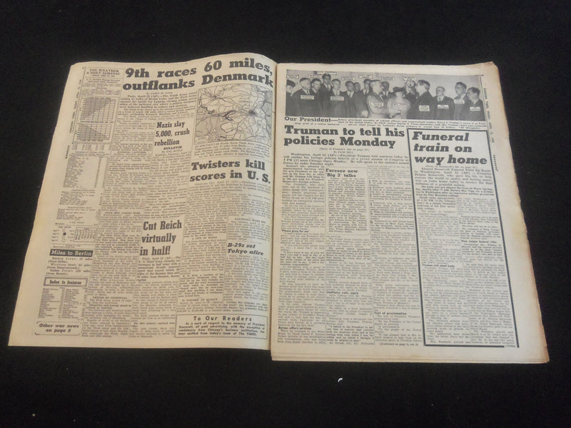 1945 APRIL 13 CHICAGO DAILY TIMES NEWSPAPER - TRUMAN CALLS WAR COUNCIL - NP 5795