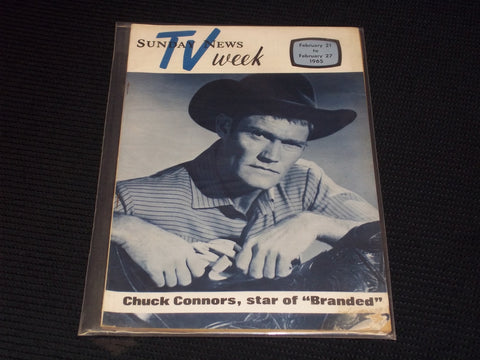1965 FEBRUARY 21 SUNDAY NEWS TV WEEK MAGAZINE - CHUCK CONNORS COVER - E 16954