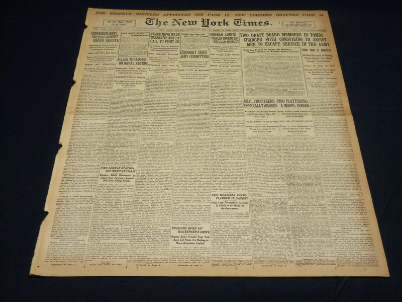 1917 AUGUST 12 NEW YORK TIMES - KERENSKY GRIPS ARMY COMMITTEES - NT 8509