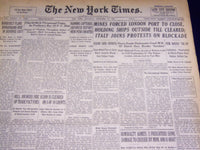 1939 NOVEMBER 25 NEW YORK TIMES - LONDON PORT MINED BY NAZIS - NT 3083