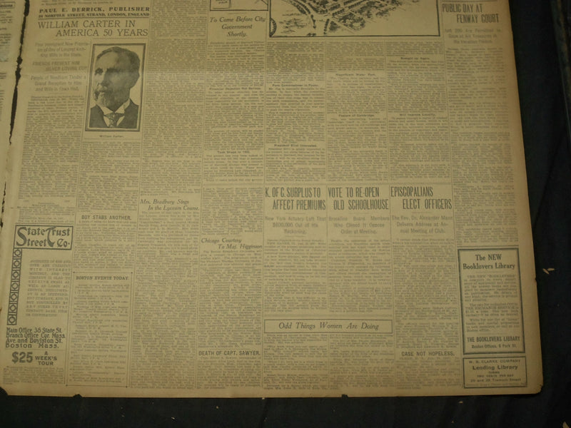 1907 JANUARY 29 THE BOSTON HERALD - HARRY THAW JURY IS NEARING COMPLETION- BH 25