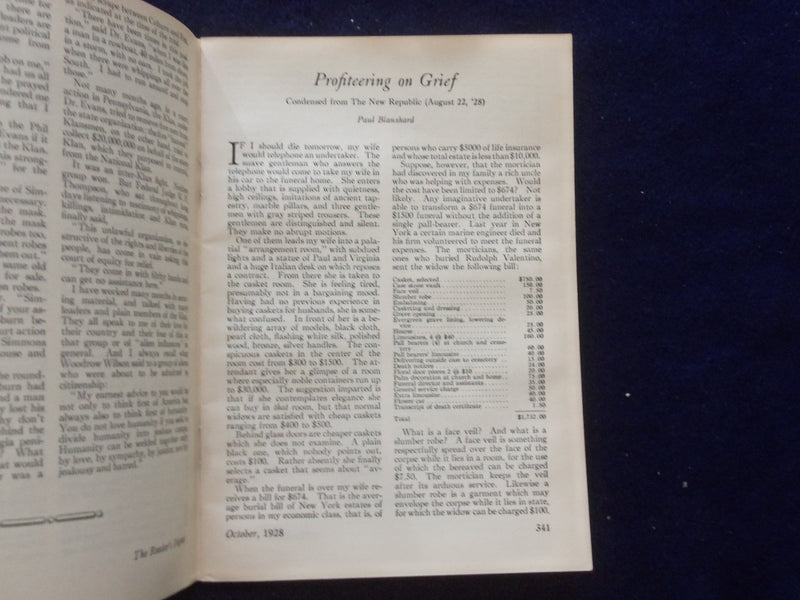 1928 OCTOBER THE READER'S DIGEST SOFTCOVER BOOK - NUMBER 78 - J 8439