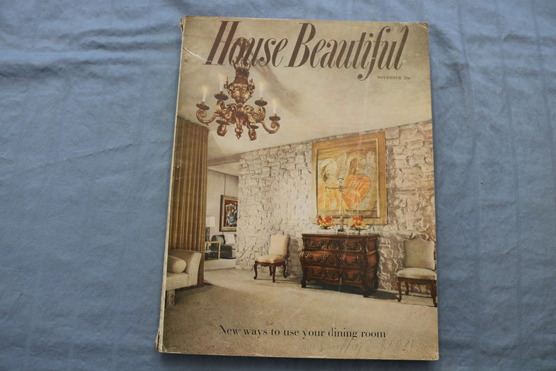 1954 NOVEMBER HOUSE BEAUTIFUL MAGAZINE - DINING ROOM NEW WAYS COVER - E 9656
