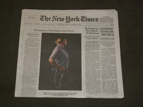 2018 NOVEMBER 18 NEW YORK TIMES - TOP DEMOCRATS VOICE DISTRUST OF TECH GIANTS