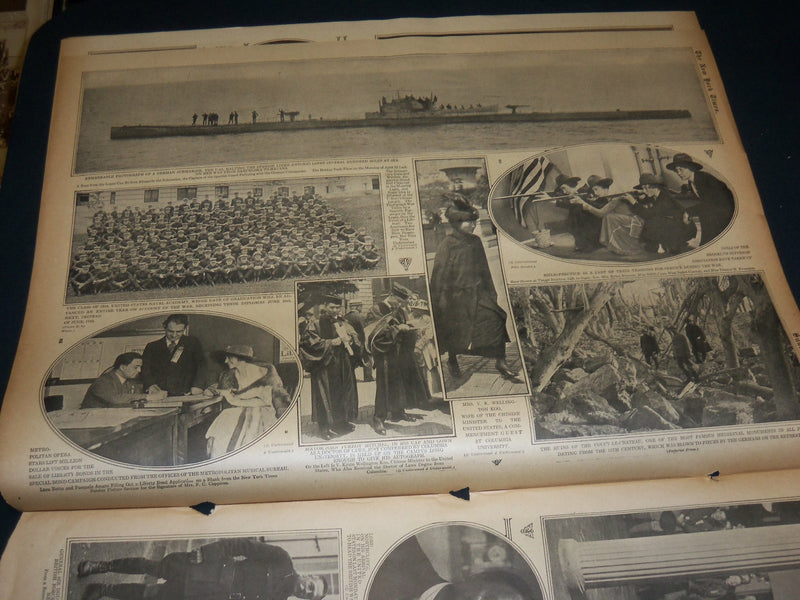 1917 JUNE 17 NEW YORK TIMES ROTO PICTURE SECTION - GERMAN SUB U-65 - NT 9379