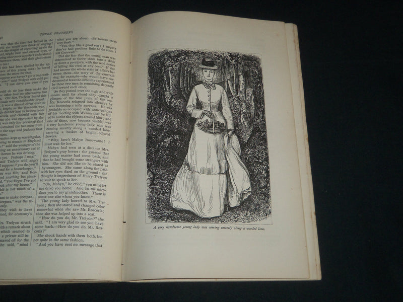 1875 THREE FEATHERS A NOVEL BOOK BY WILLIAM BLACK - NICE ILLUSTRATIONS - J 4347