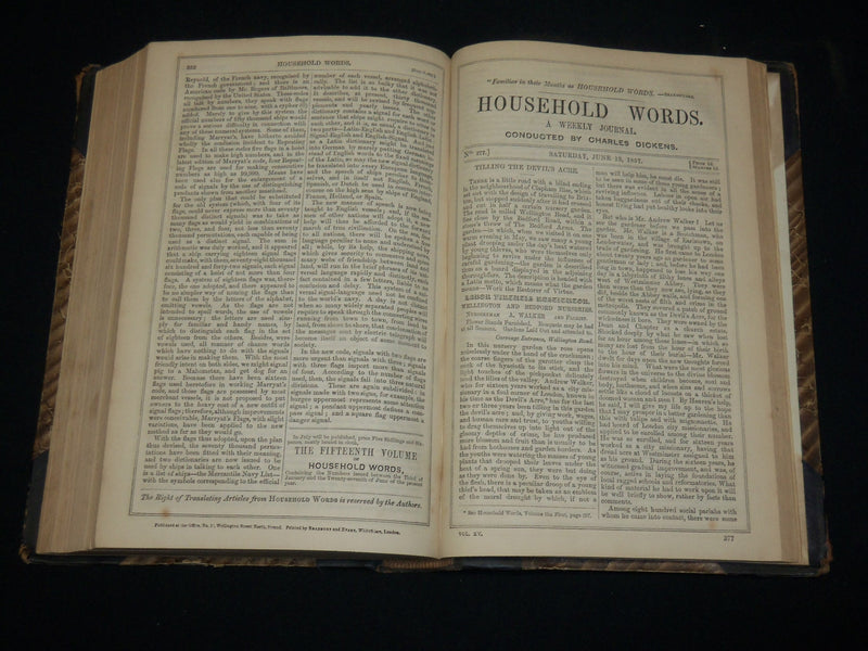 1857 HOUSEHOLD WORDS WEEKLY JOURNAL VOLUME 15 - CHARLES DICKENS - KD 6355