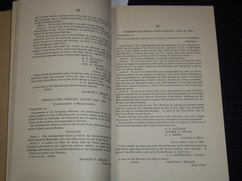 1897 ANNUAL REPORT OF THE TOWN OFFICERS OF UPTON MASSACHUSETTS - K 3115