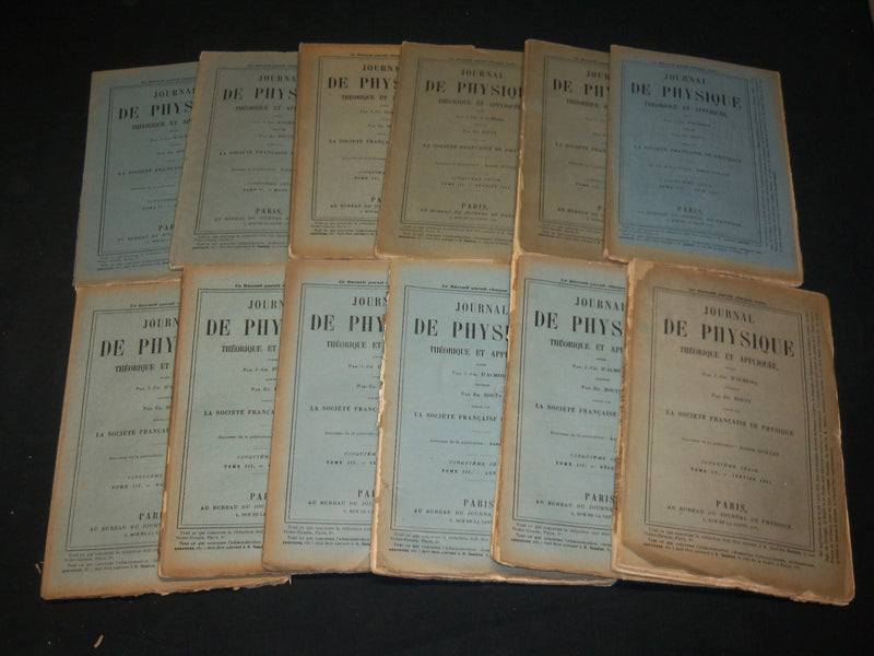 1911-1917 JOURNAL DE PHYSIQUE THEORIQUE ET APPLIQUEE MAGAZINE LOT OF 43 - WR 833