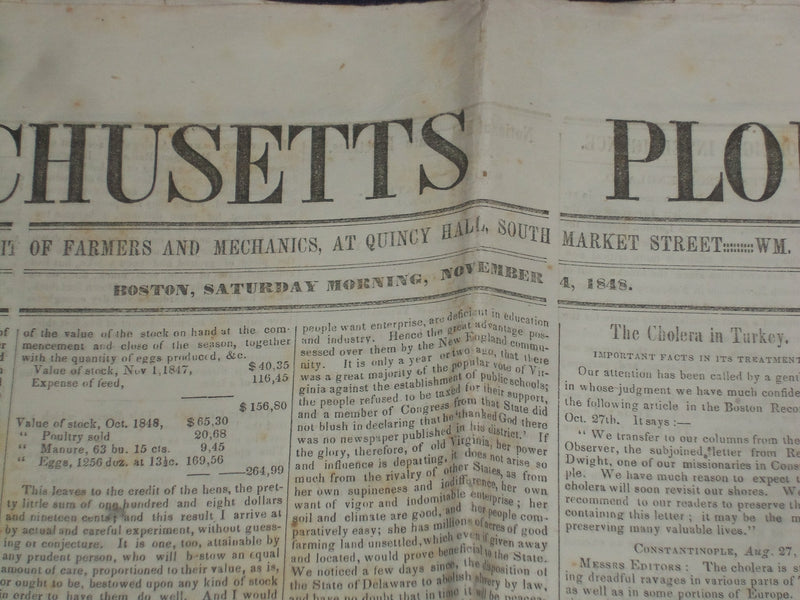 1848 DECEMBER 4 MASSACHUSETTS PLOUGHMAN NEWSPAPER - ELECTION - NP 5157
