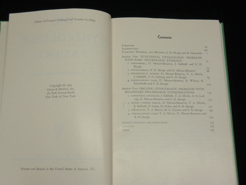 1962 THE GYNECOLOGICAL PATIENT HARDCOVER BOOK BY SOMERS H. STURGIS - KD 2766G