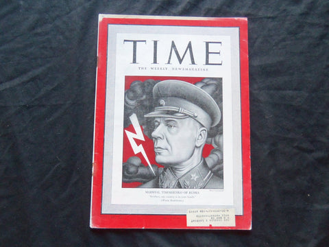 1942 JULY 27 TIME MAGAZINE - MARSHAL TIMOSHENKO OF RUSSIA - T 824