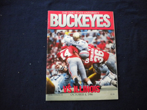 1986 OCTOBER 4 FOOTBALL PROGRAM -OHIO STATE UNIV VS ILLINOIS STATE UNIV-SP 3624Y