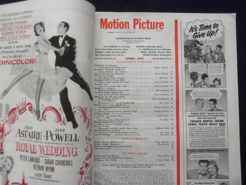 1951 APRIL MOTION PICTURE MAGAZINE - AVA GARDNER COVER - SP 4780S