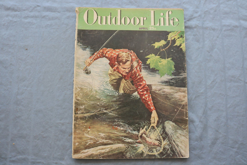 1949 APRIL OUTDOOR LIFE MAGAZINE - FISHERMAN WITH NET COVER - SP 6183C
